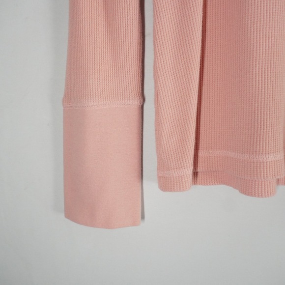 Sundance‎ Waffle Knit Long Sleeve Top Ladies PSmall Pink Crew Neck Button Cuff - Picture 3 of 8